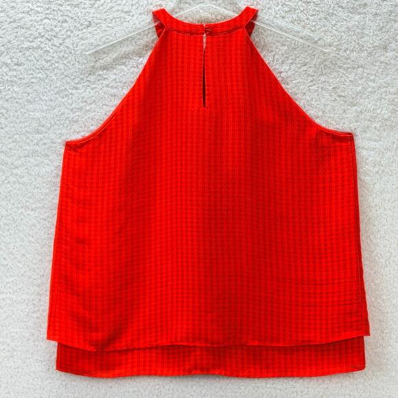 Ann Taylor Halter Neck Red Top Ruffled Front Size M Sleeveless Layered Casual - Picture 4 of 12
